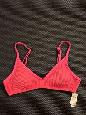 aerie Hot Pink Textured Bikini Top